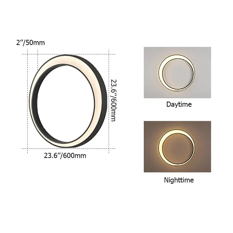 Applique murale extérieure anneau Ray – Cercle LED Art déco en métal, effet lune