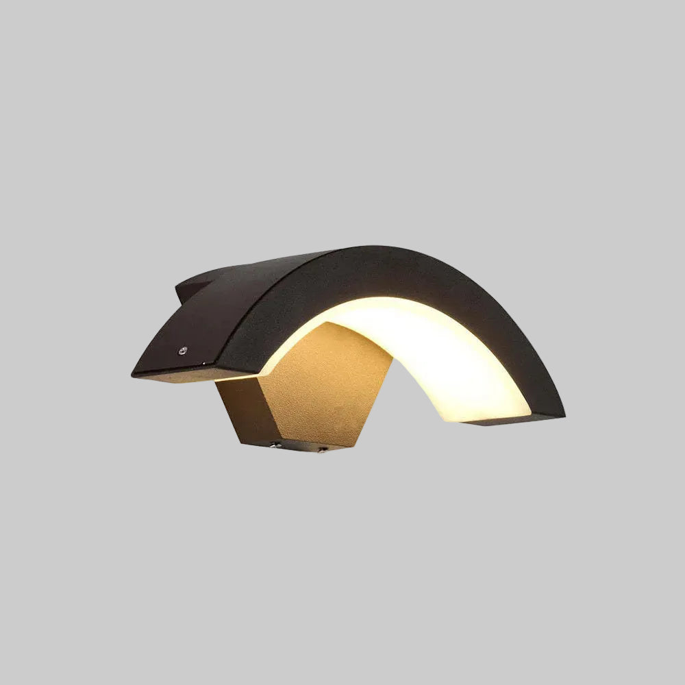 Applique murale extérieure à détecteur Elvon – LED en arc noire, étanche IP65