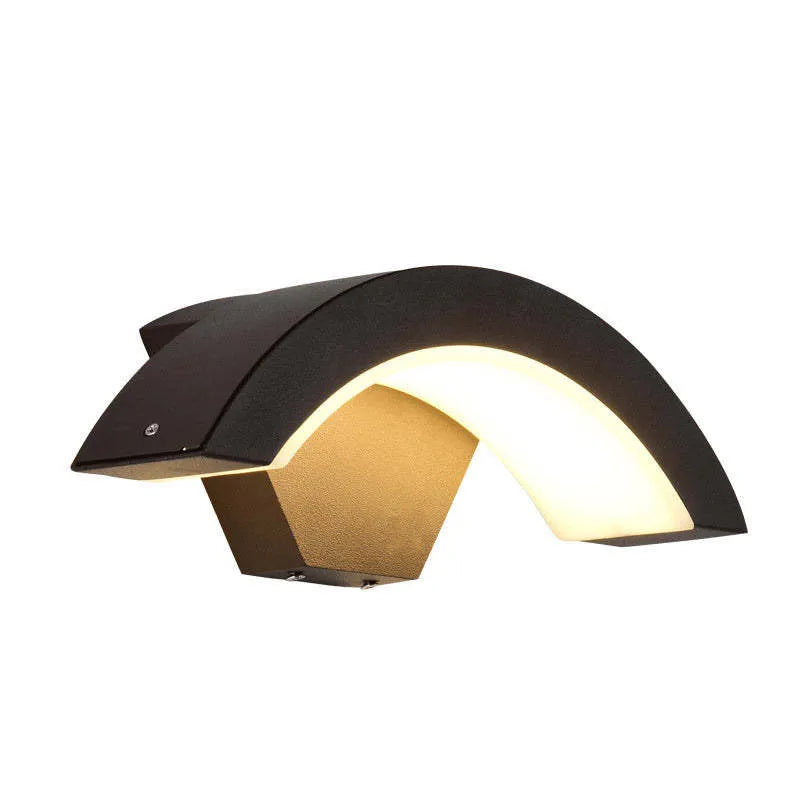 Applique murale extérieure à détecteur Elvon – LED en arc noire, étanche IP65