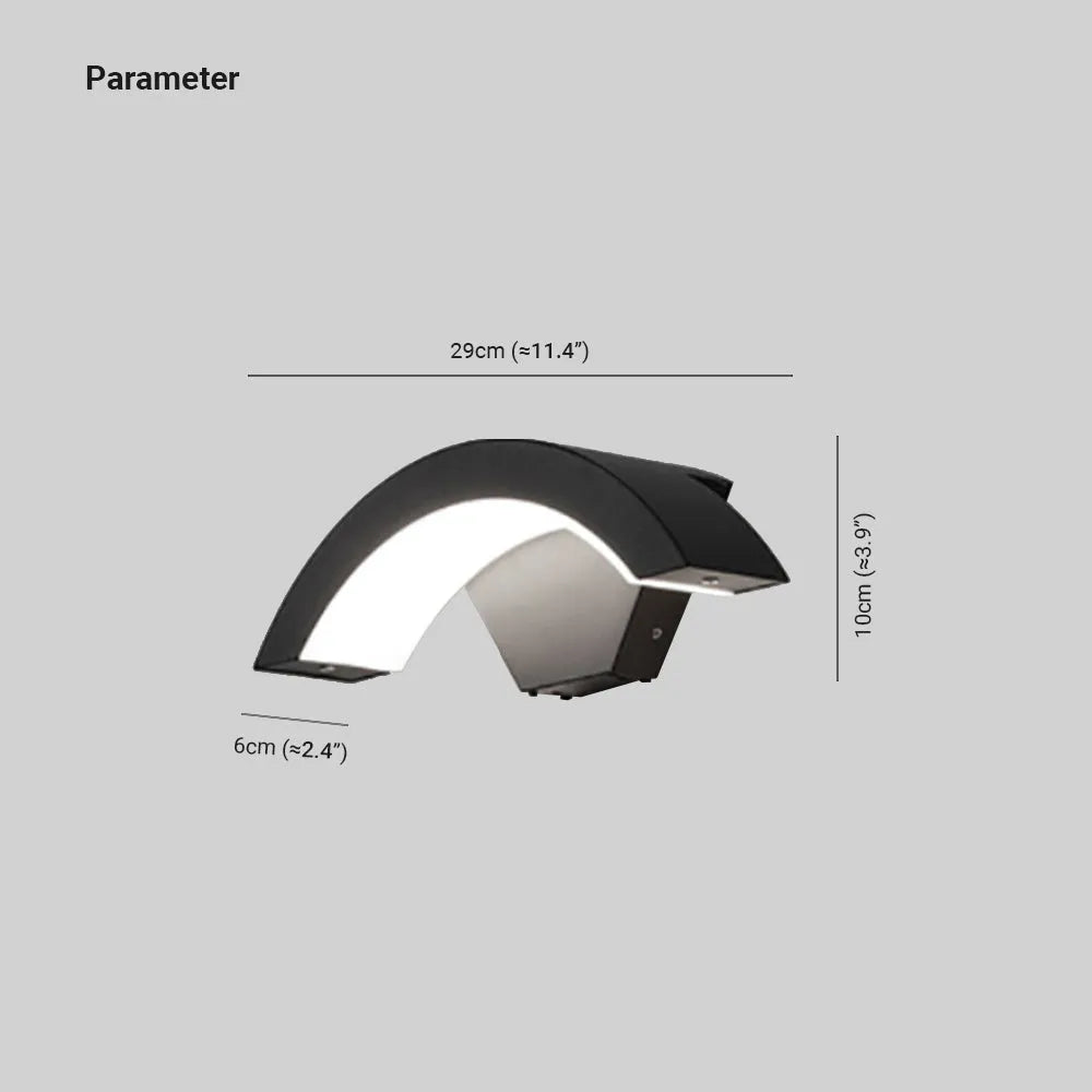 Applique murale extérieure à détecteur Elvon – LED en arc noire, étanche IP65
