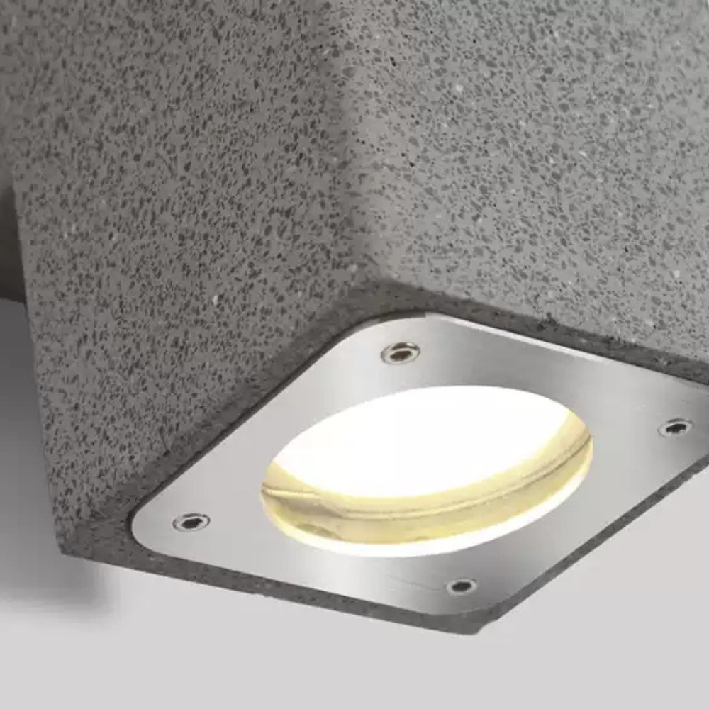 Applique murale extérieure carrée en béton Ray – Minimaliste, simple ou double tête