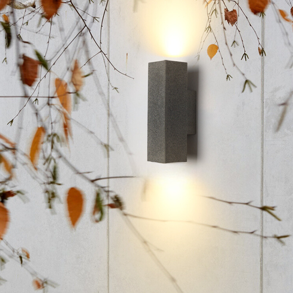 Applique murale extérieure carrée en béton Ray – Minimaliste, simple ou double tête