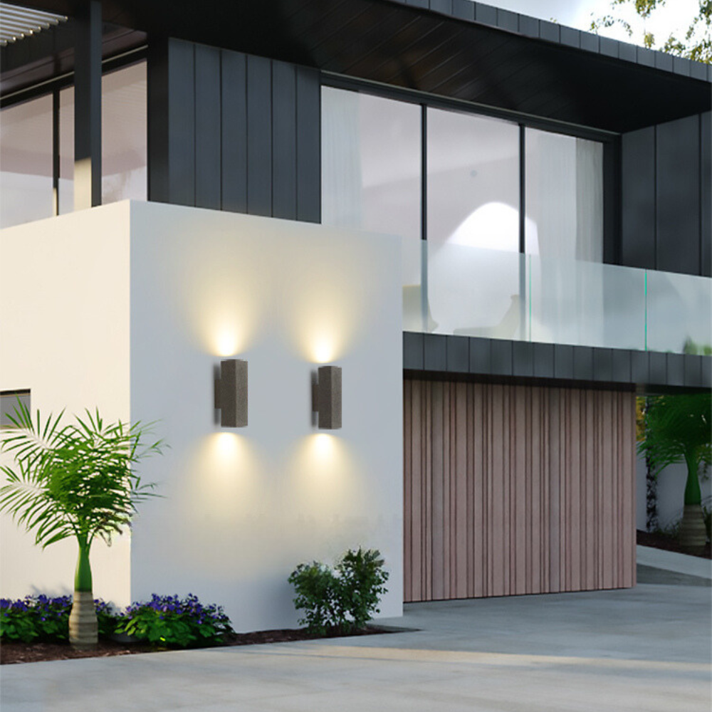 Applique murale extérieure carrée en béton Ray – Minimaliste, simple ou double tête