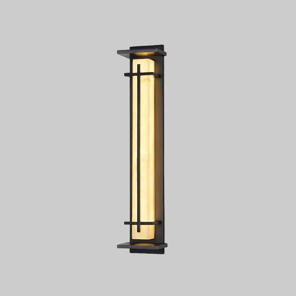 Applique murale extérieure colonne Ray – Effet albâtre, LED inox, blanc chaud ou froid