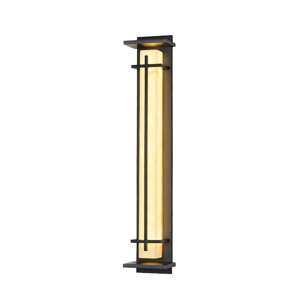 Applique murale extérieure colonne Ray – Effet albâtre, LED inox, blanc chaud ou froid