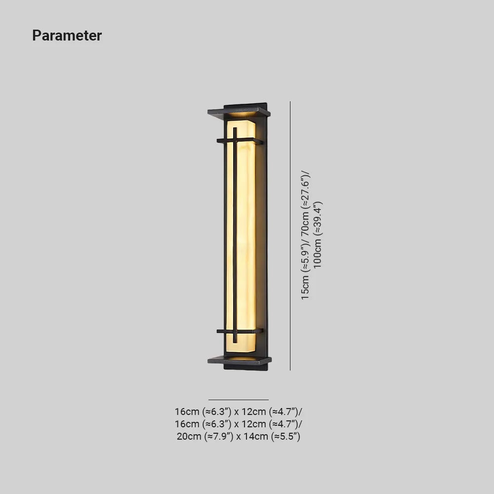 Applique murale extérieure colonne Ray – Effet albâtre, LED inox, blanc chaud ou froid
