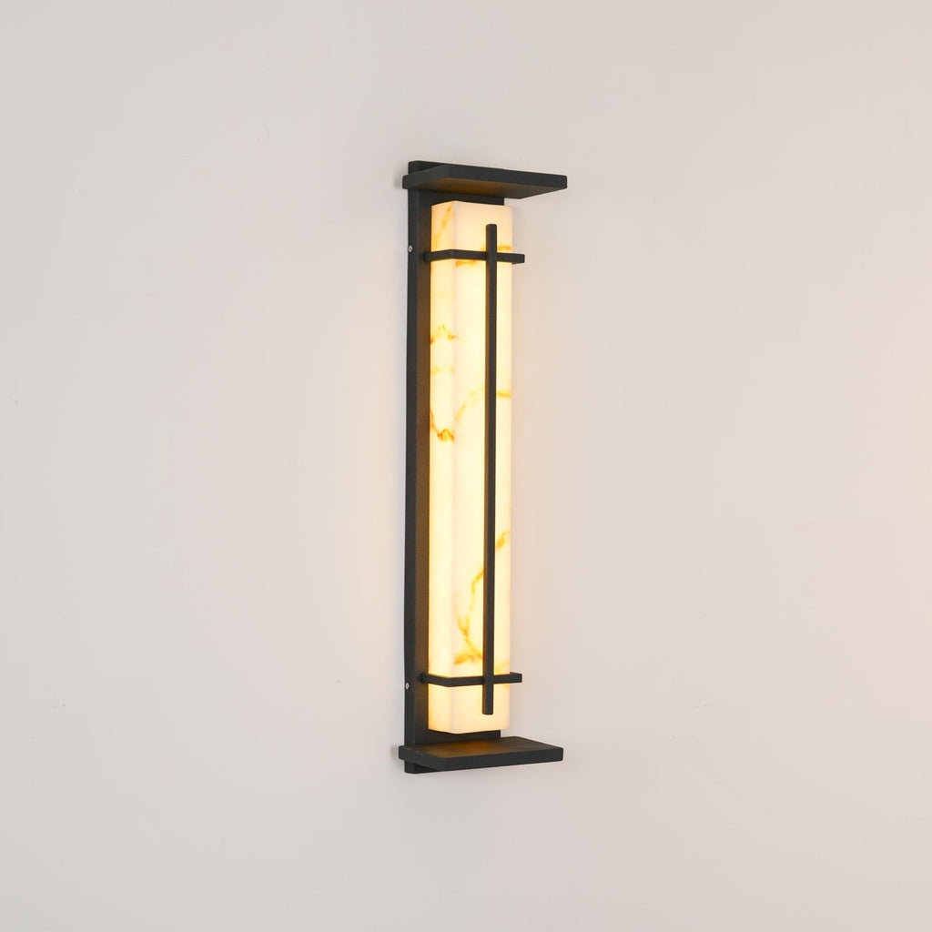 Applique murale extérieure colonne Ray – Effet albâtre, LED inox, blanc chaud ou froid