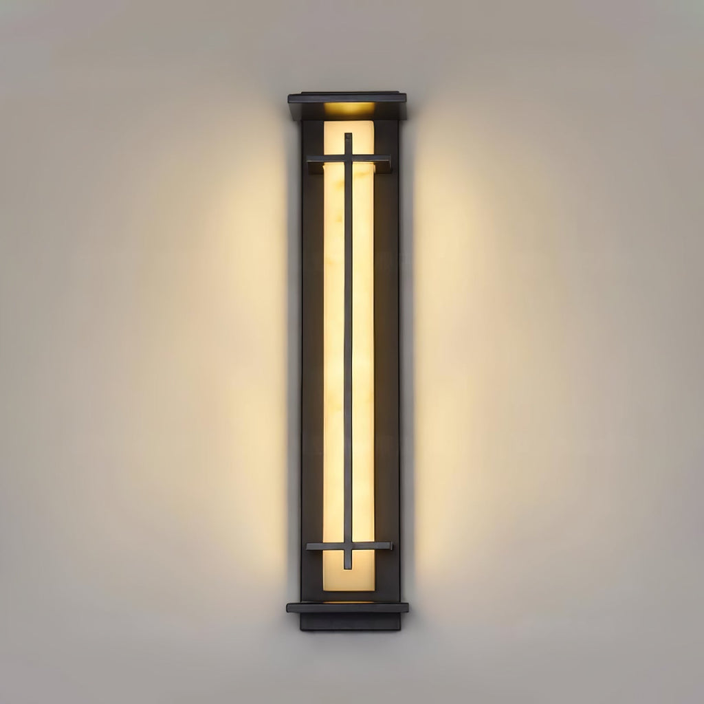 Applique murale extérieure colonne Ray – Effet albâtre, LED inox, blanc chaud ou froid