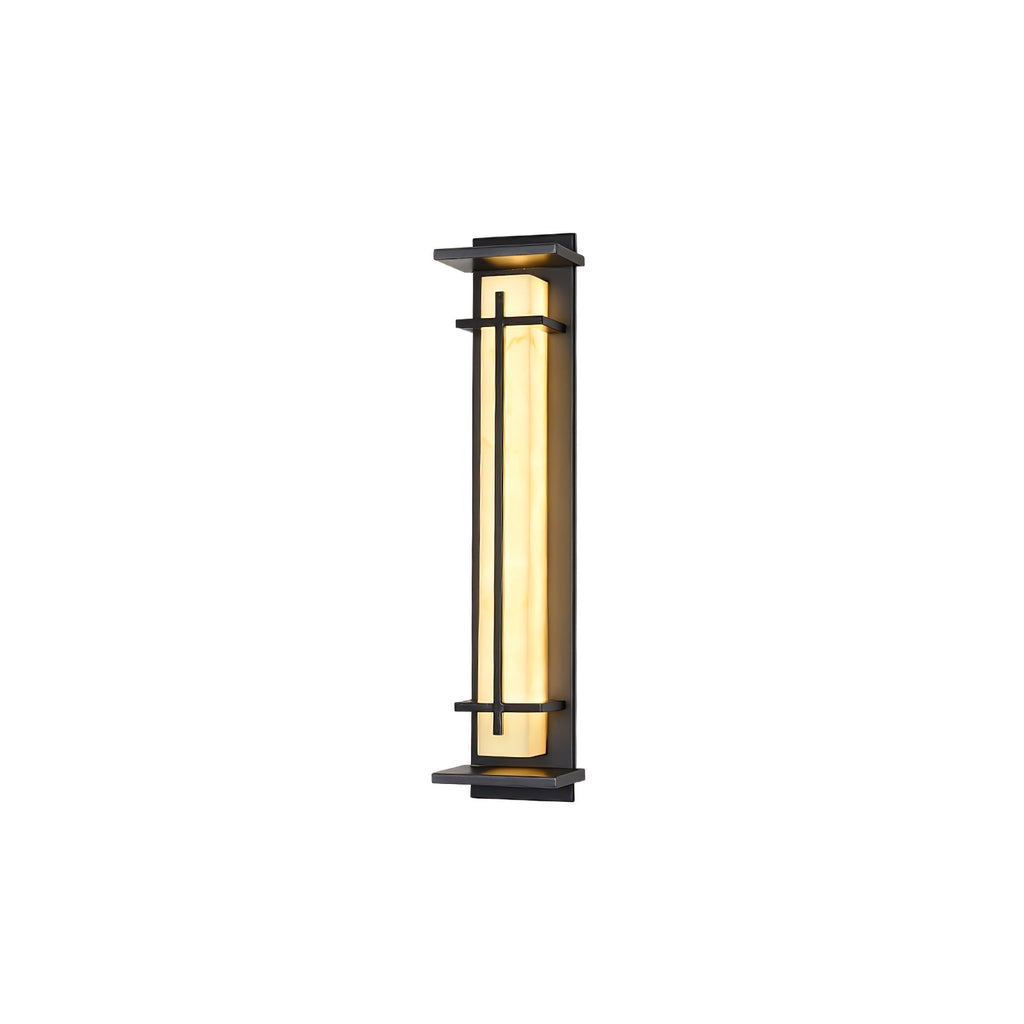 Applique murale extérieure colonne Ray – Effet albâtre, LED inox, blanc chaud ou froid