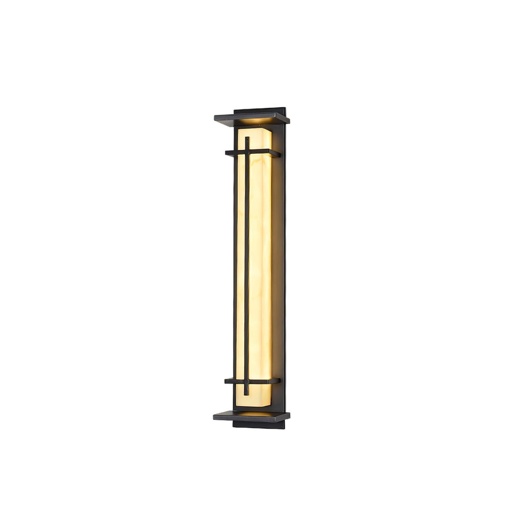 Applique murale extérieure colonne Ray – Effet albâtre, LED inox, blanc chaud ou froid