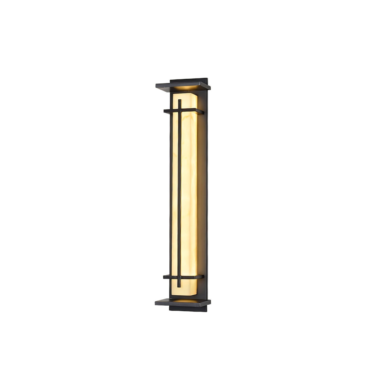 Applique murale extérieure colonne Ray – Effet albâtre, LED inox, blanc chaud ou froid