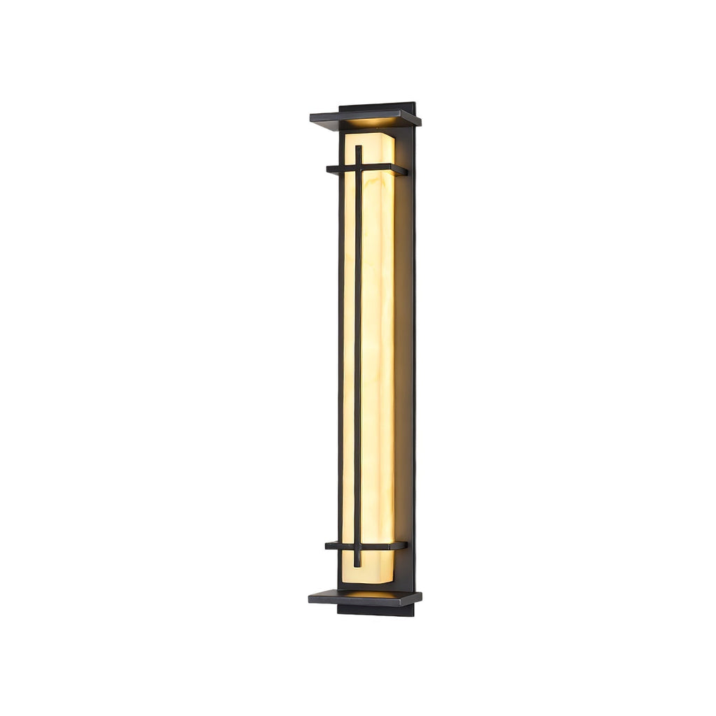 Applique murale extérieure colonne Ray – Effet albâtre, LED inox, blanc chaud ou froid