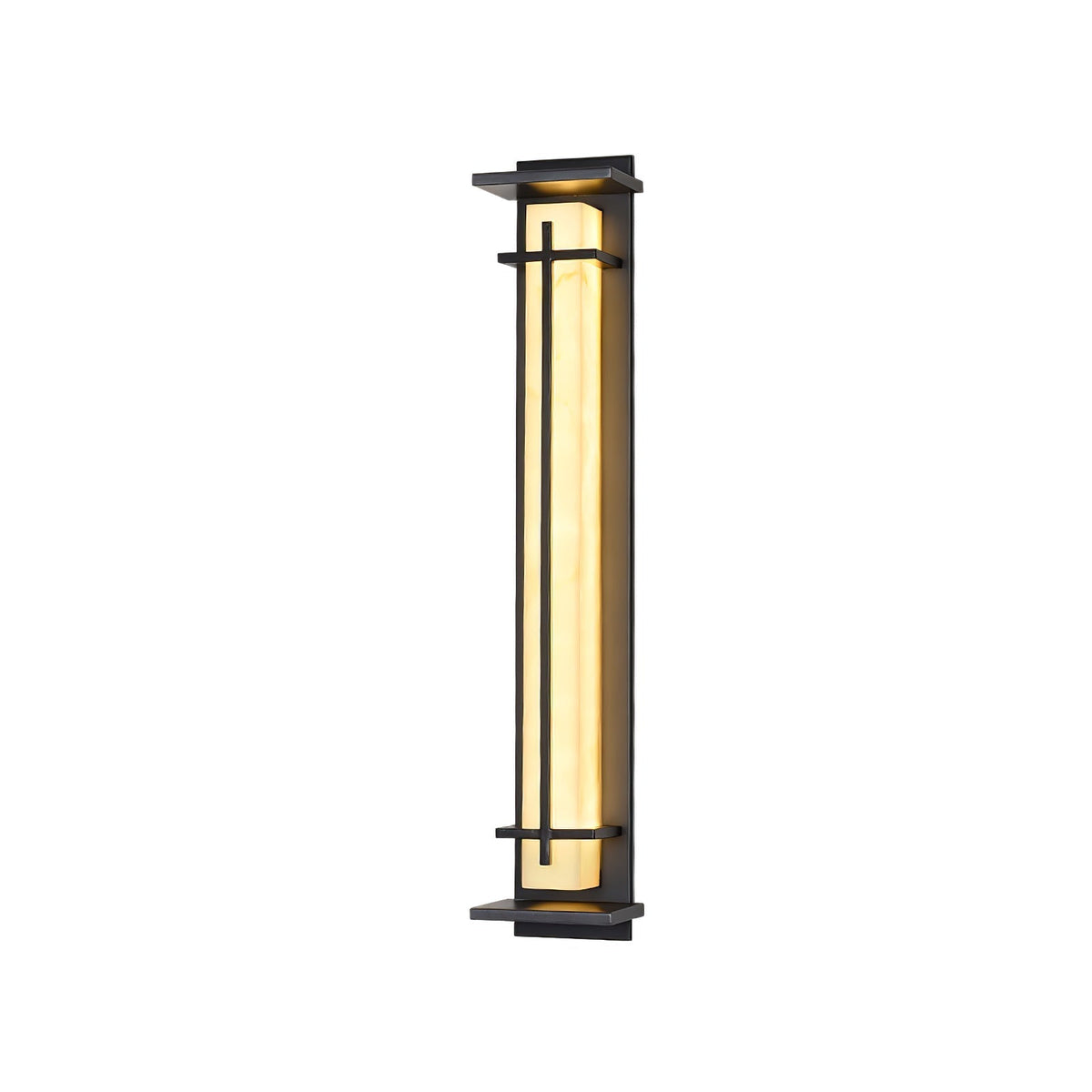 Applique murale extérieure colonne Ray – Effet albâtre, LED inox, blanc chaud ou froid