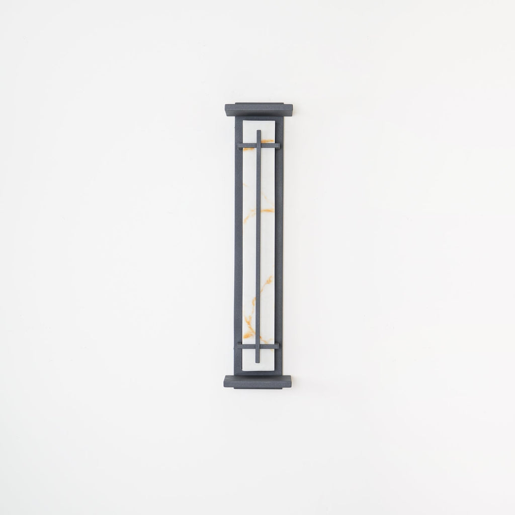 Applique murale extérieure colonne Ray – Effet albâtre, LED inox, blanc chaud ou froid