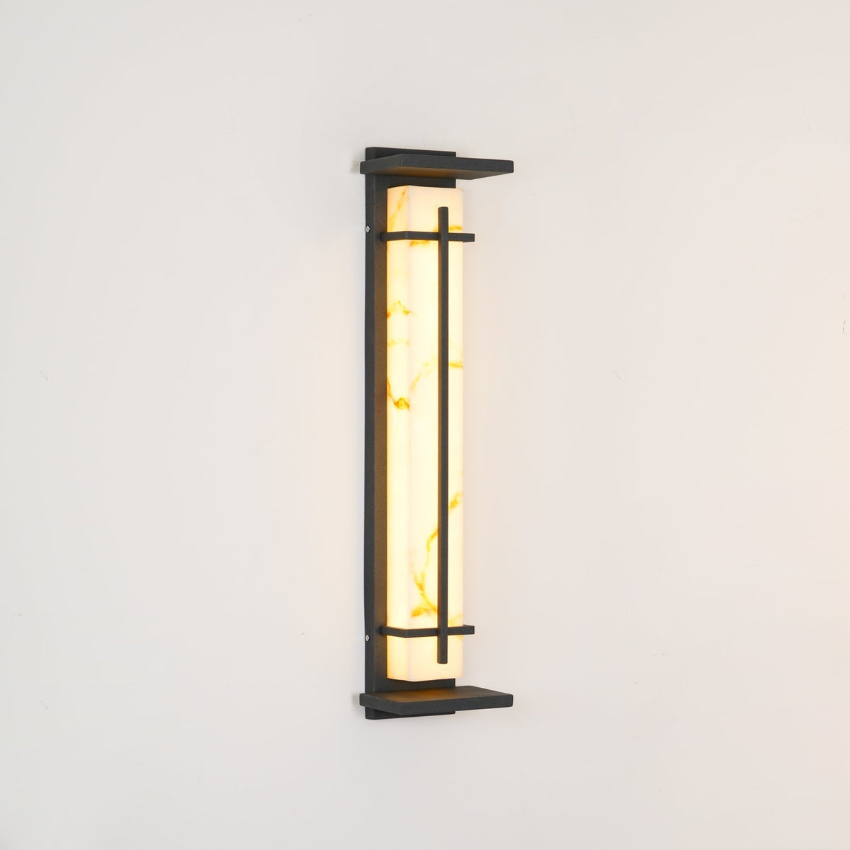 Applique murale extérieure colonne Ray – Effet albâtre, LED inox, blanc chaud ou froid