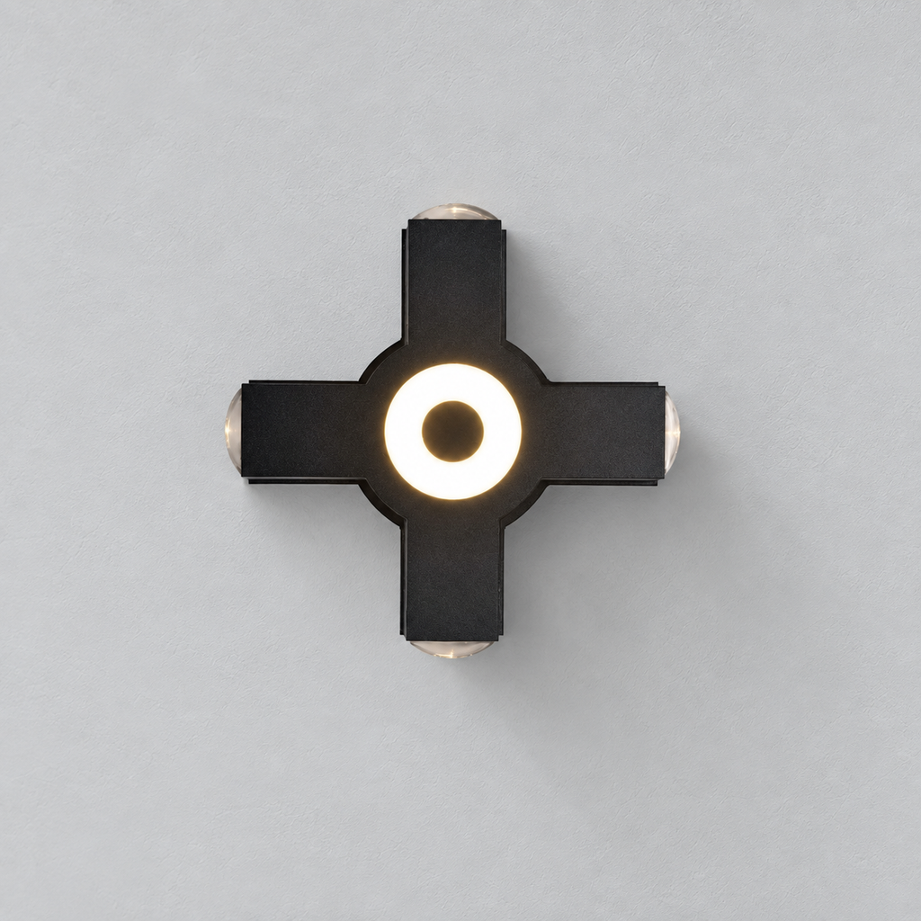 Applique murale extérieure en croix Ovelo – LED blanc chaud étanche, 2 à 4 têtes