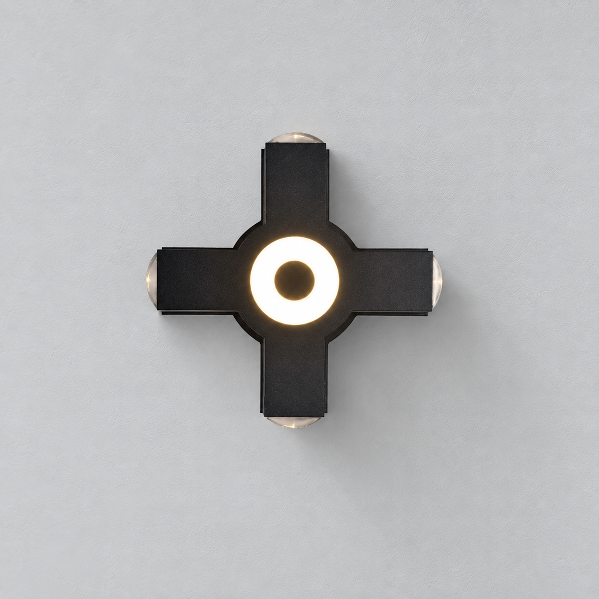 Applique murale extérieure en croix Ovelo – LED blanc chaud étanche, 2 à 4 têtes