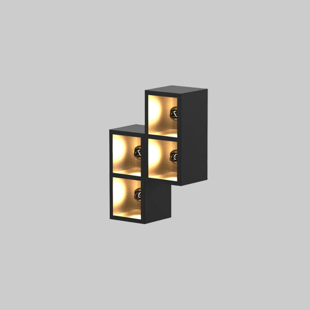 Applique murale extérieure cube Ray – Métal noir et verre, 11 variantes de design