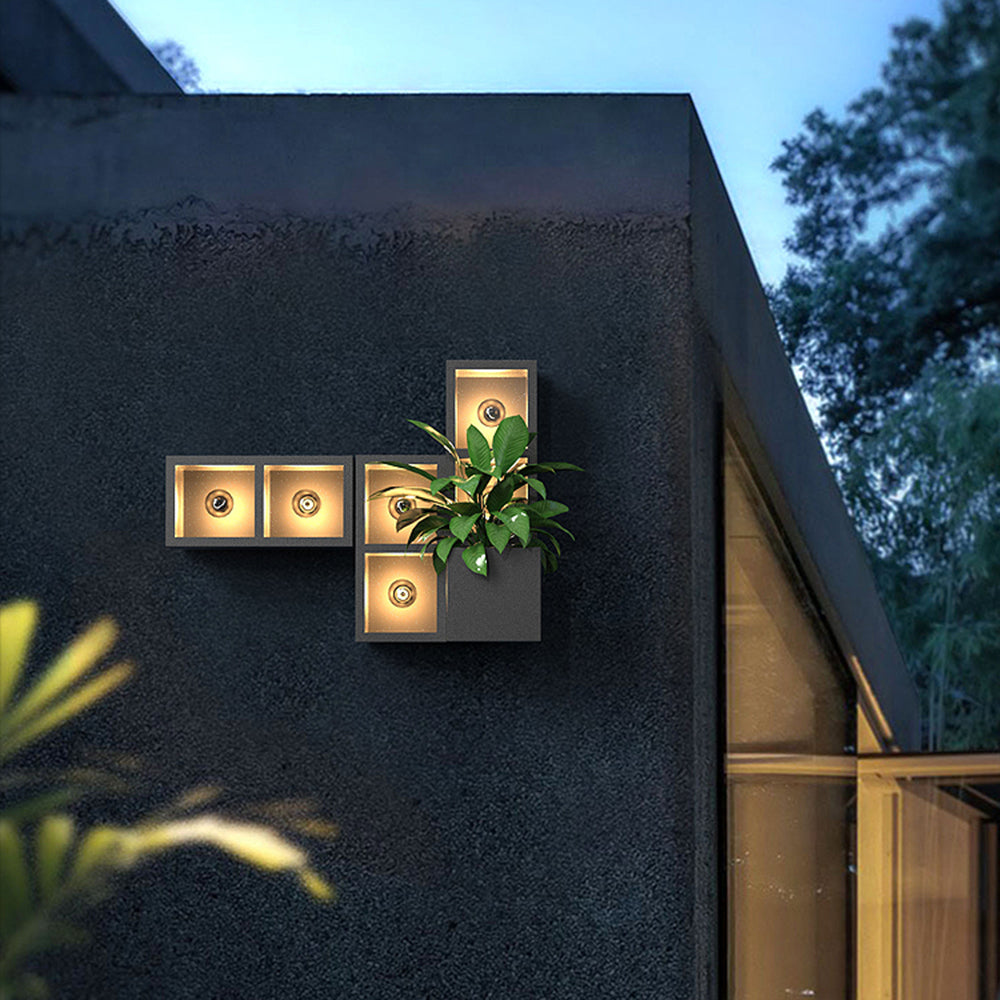 Applique murale extérieure cube Ray – Métal noir et verre, 11 variantes de design