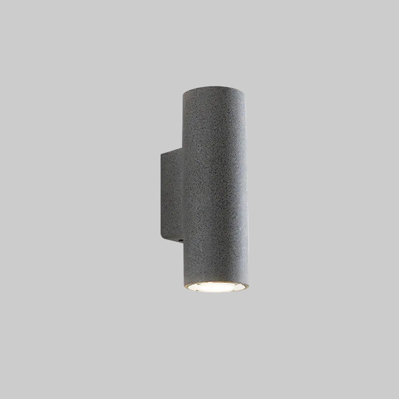 Applique murale extérieure cylindrique en béton Ray – Double tête, noire ou blanche