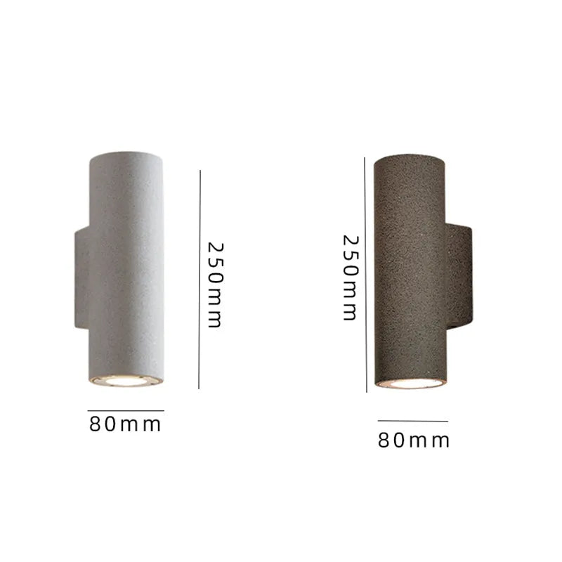 Applique murale extérieure cylindrique en béton Ray – Double tête, noire ou blanche