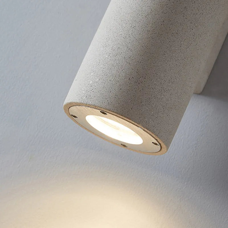 Applique murale extérieure cylindrique en béton Ray – Double tête, noire ou blanche