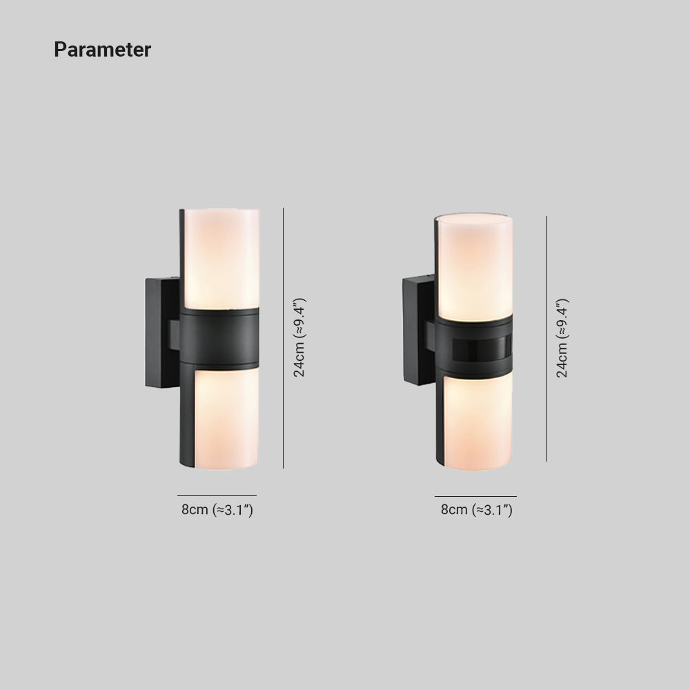 Applique murale extérieure cylindrique orientable Ray – Métal noir ou blanc, 2 LED