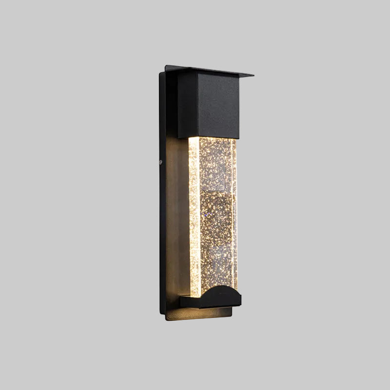 Applique murale extérieure à détecteur Beryn – LED noire, effet ciel étoilé
