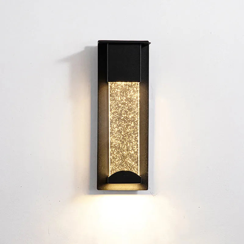 Applique murale extérieure à détecteur Beryn – LED noire, effet ciel étoilé