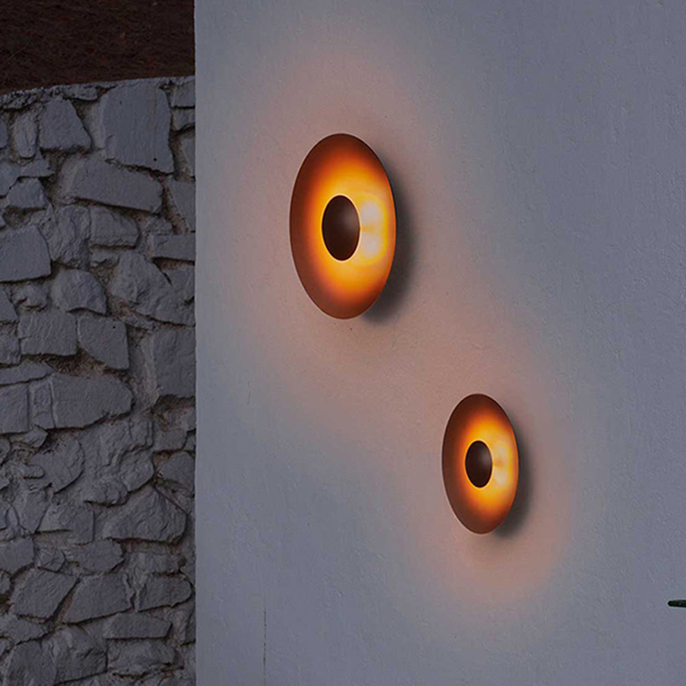 Applique murale extérieure disque Ray – Marron / Ø 30 cm