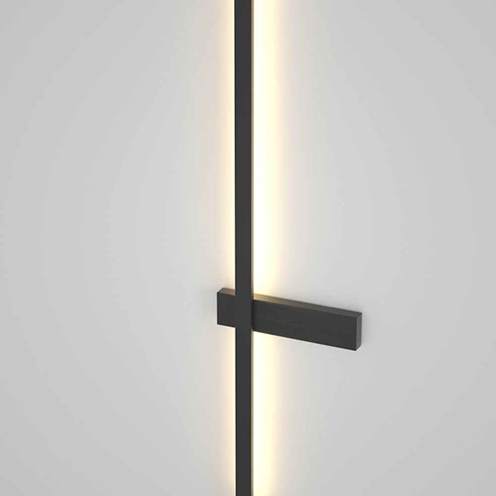 Applique murale extérieure double ligne Ray – LED noire étanche, filaire ou solaire