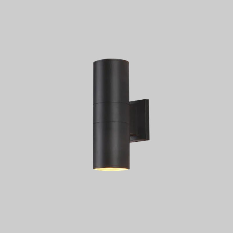 Applique murale extérieure double tête Kren – Métal noir et verre, LED blanc chaud