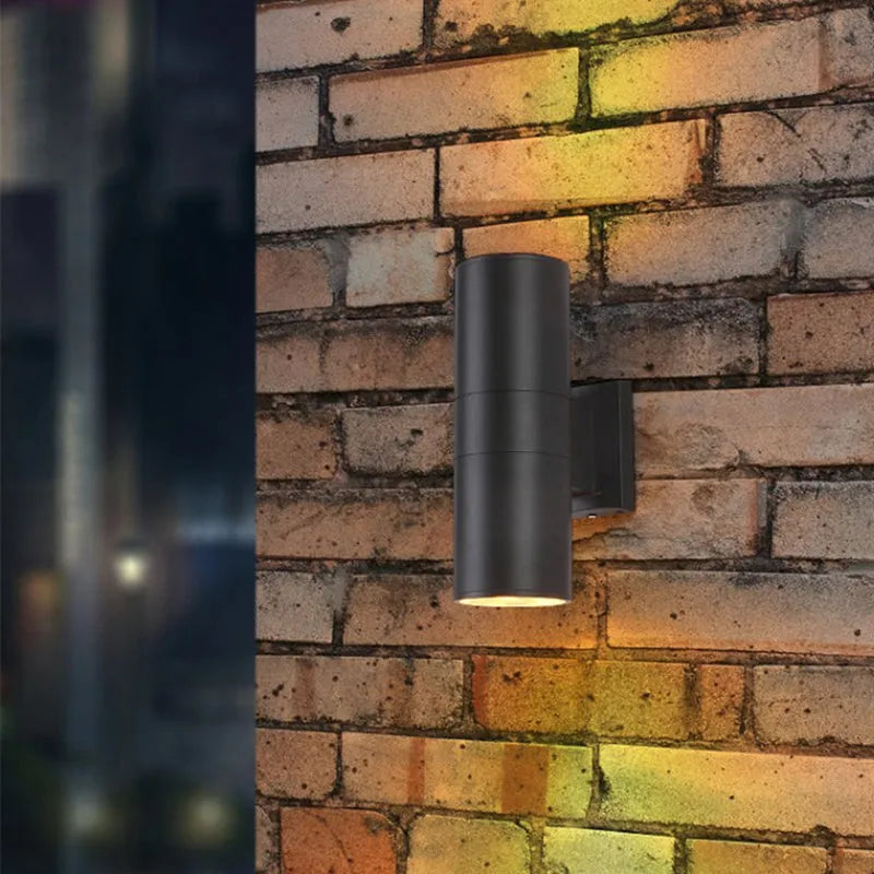 Applique murale extérieure double tête Kren – Métal noir et verre, LED blanc chaud