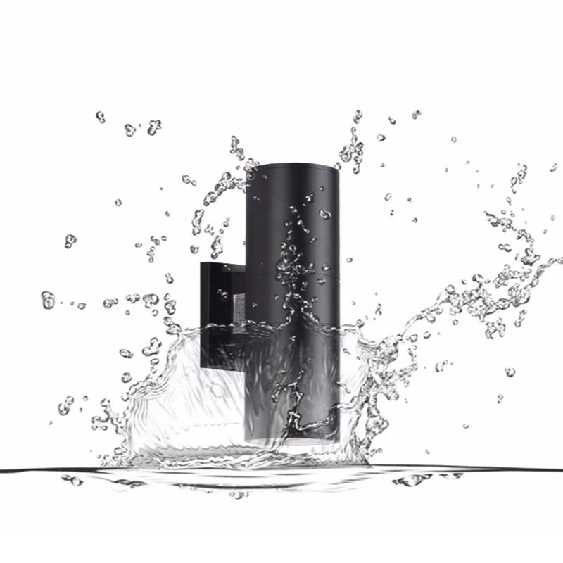 Applique murale extérieure double tête Kren – Métal noir et verre, LED blanc chaud