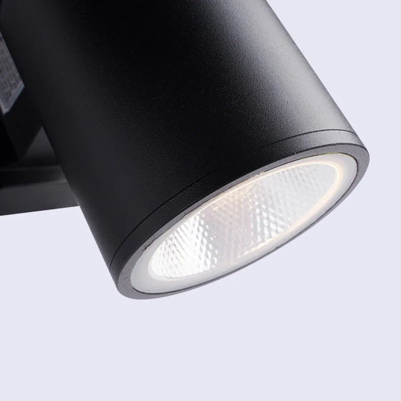 Applique murale extérieure double tête Kren – Métal noir et verre, LED blanc chaud