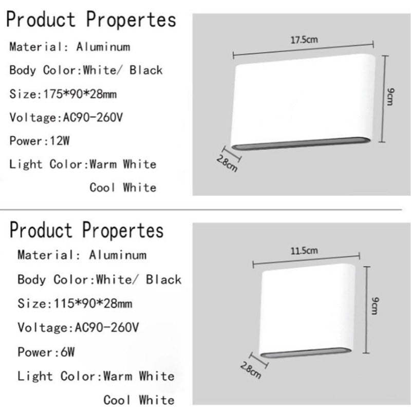 Applique murale extérieure étanche Bastro – LED rectangulaire noire ou blanche