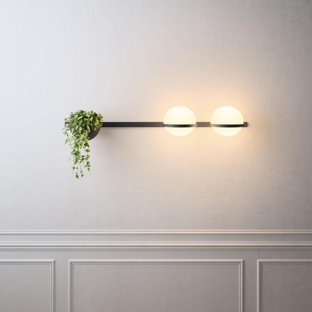 Applique murale extérieure à globes Ray – Sphères opalines LED étanches, version verticale