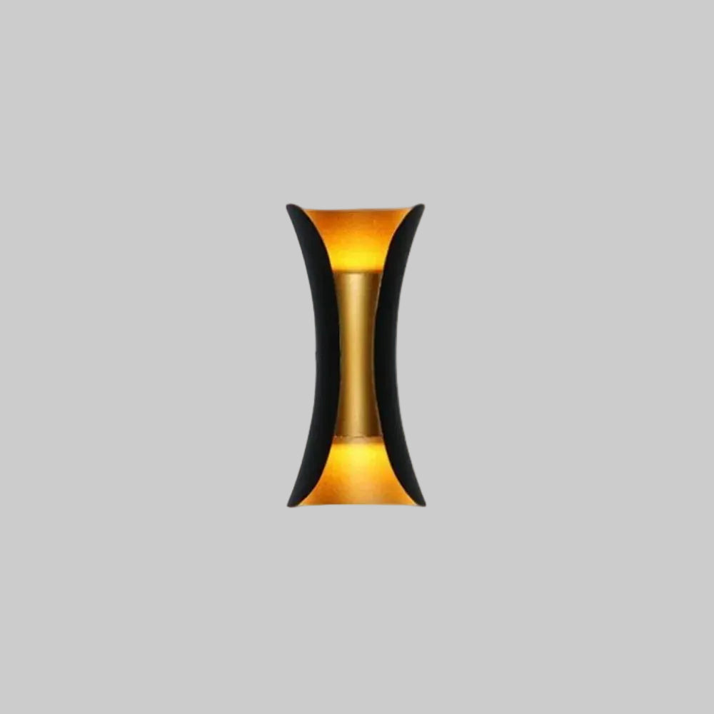 Applique murale extérieure incurvée Noxel – LED étanche IP65, noire, blanche ou noir et or