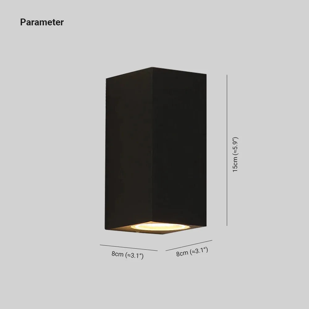 Applique murale extérieure en métal Tavon – LED blanc chaud, carrée ou ronde, noire
