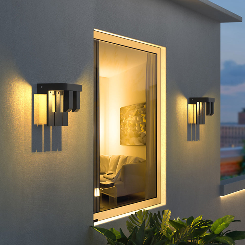 Applique murale extérieure multi-lumières Ray – Métal noir, 2 ou 3 lumières, solaire ou filaire