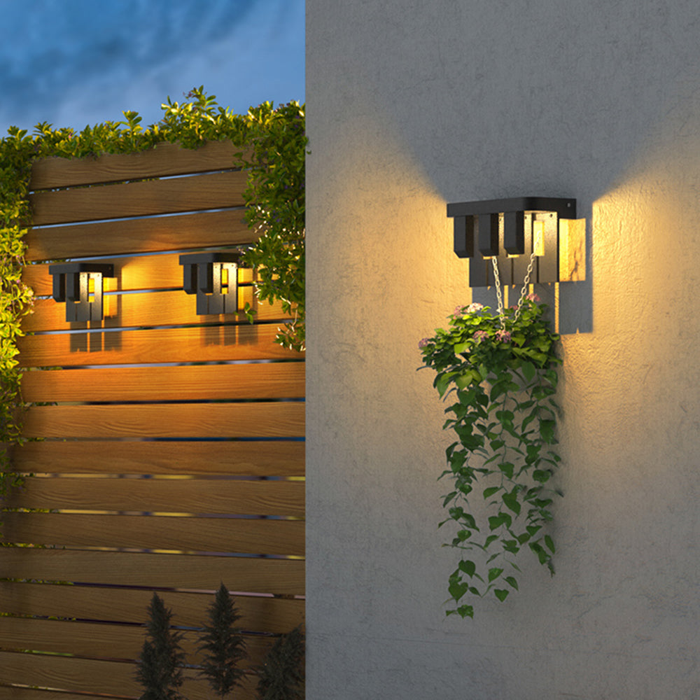 Applique murale extérieure multi-lumières Ray – Métal noir, 2 ou 3 lumières, solaire ou filaire