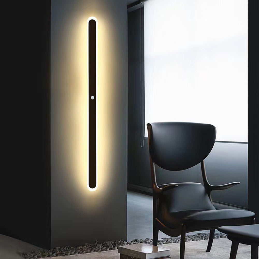 Applique murale extérieure ovale Orral – LED linéaire étanche, option détecteur de mouvement
