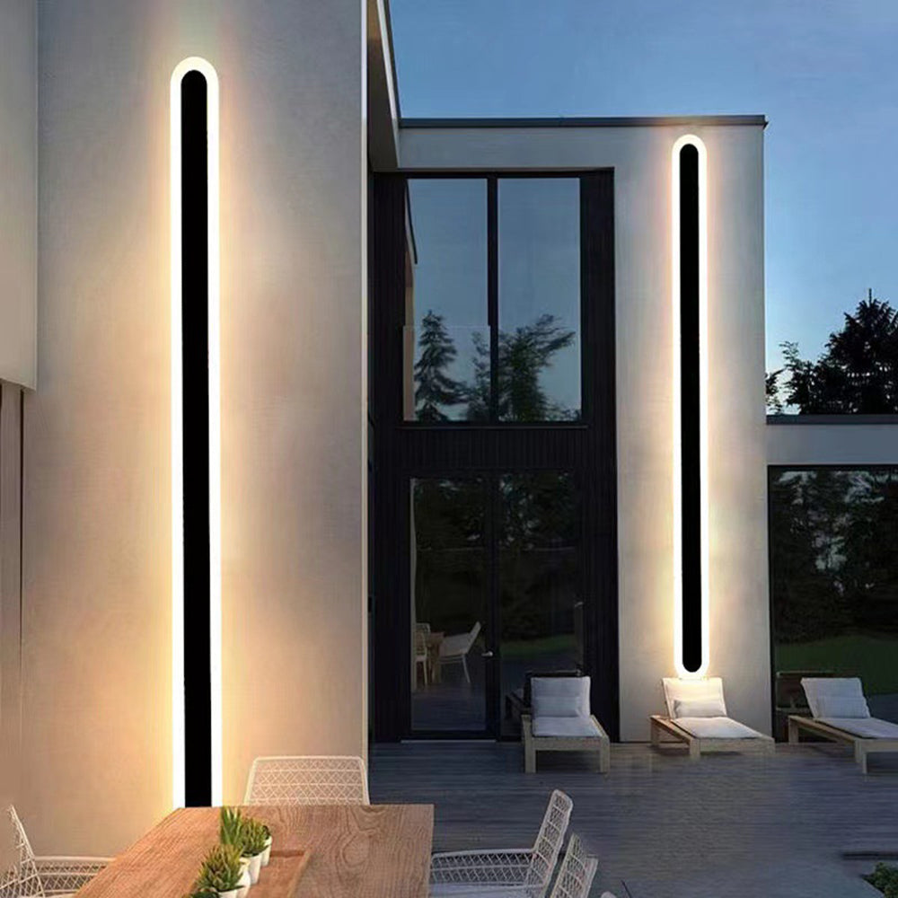 Applique murale extérieure ovale Orral – LED linéaire étanche, option détecteur de mouvement