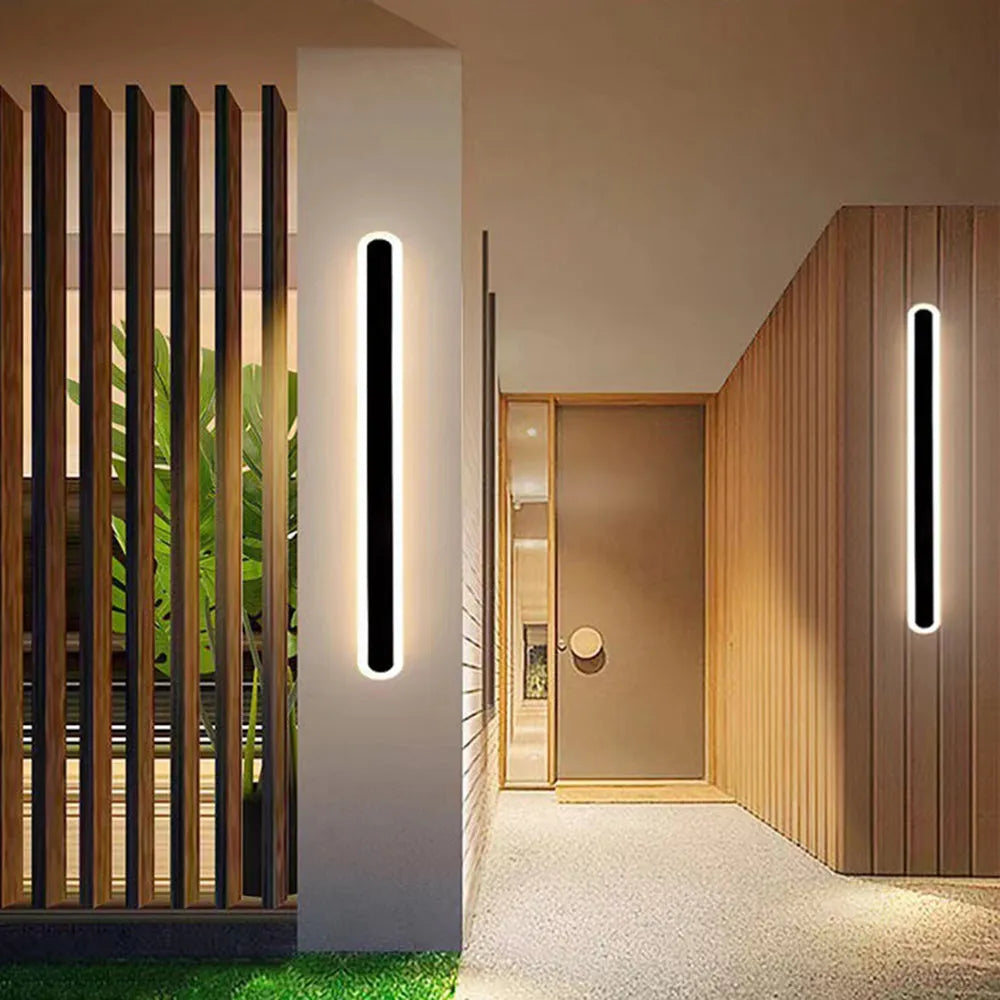 Applique murale extérieure ovale Orral – LED linéaire étanche, option détecteur de mouvement