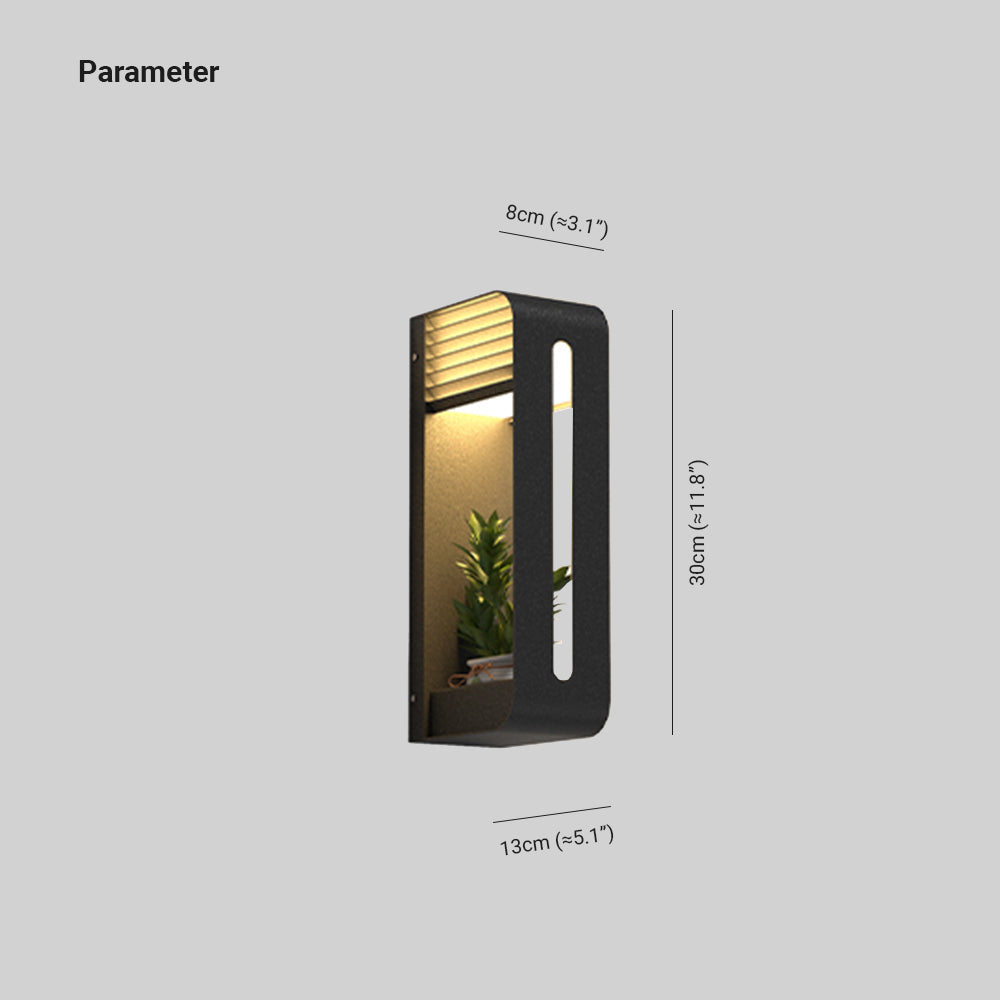Applique murale extérieure porte-plante Ray – Rectangulaire noire, solaire ou filaire