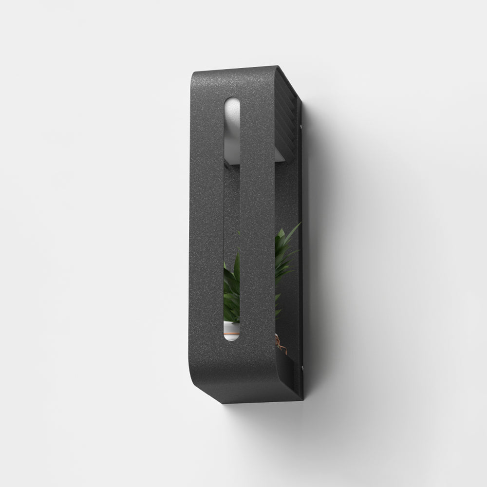 Applique murale extérieure porte-plante Ray – Rectangulaire noire, solaire ou filaire