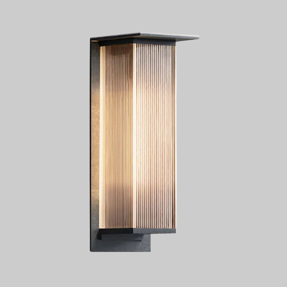 Applique murale extérieure rectangulaire Ray – LED en métal noir et acrylique, IP68