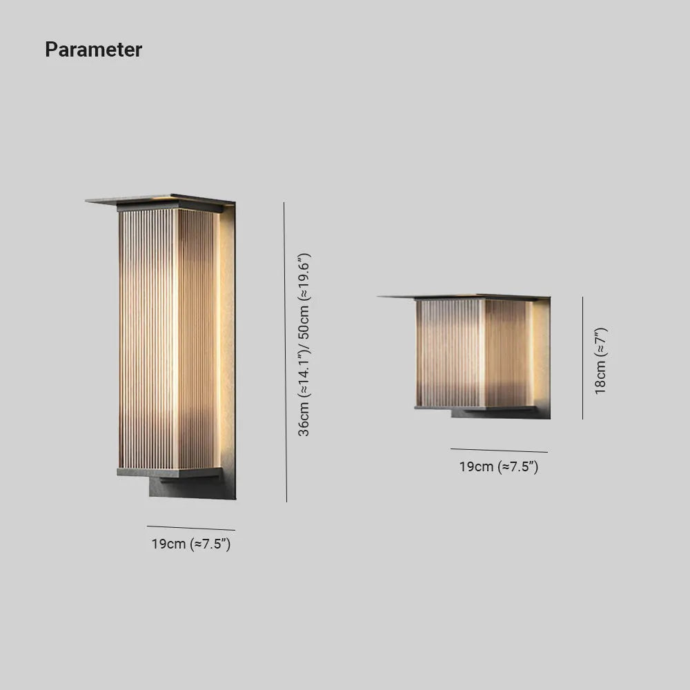 Applique murale extérieure rectangulaire Ray – LED en métal noir et acrylique, IP68
