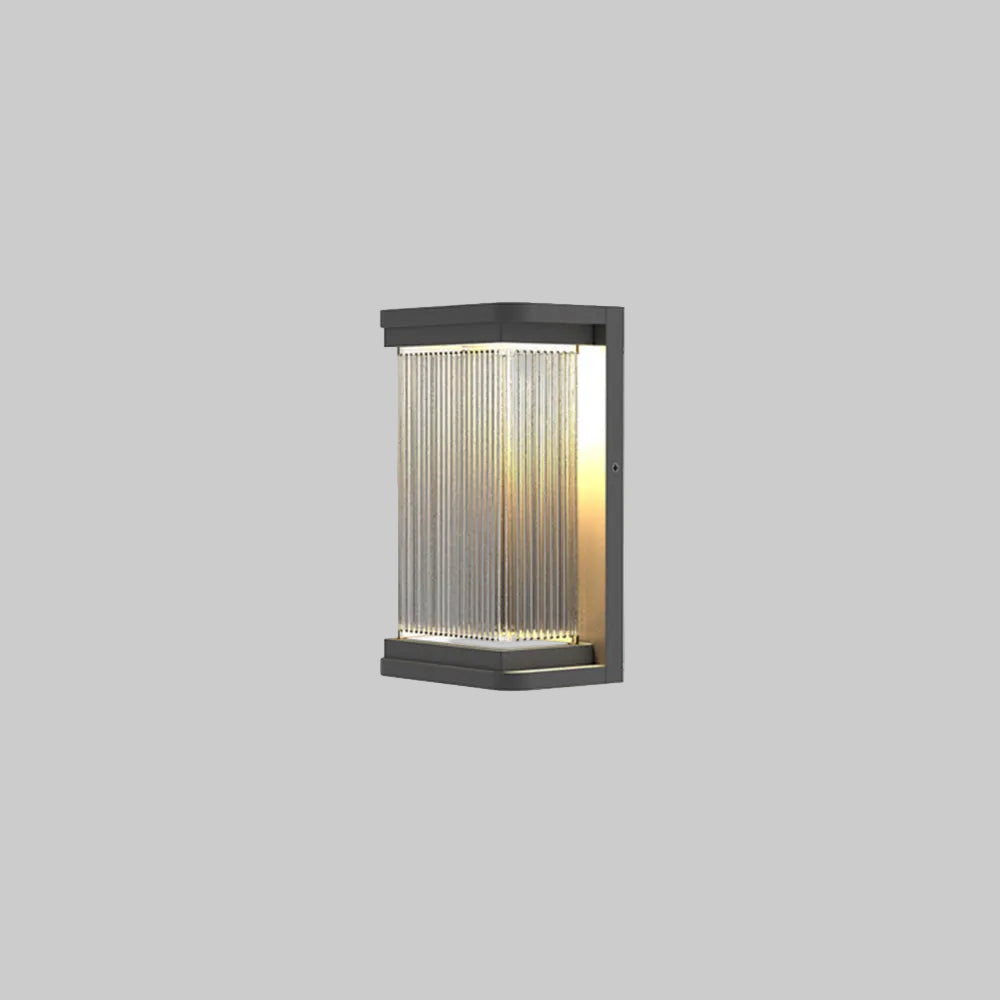 Applique murale extérieure rectangulaire Ray – Boîtier en métal noir, lumière blanc chaud