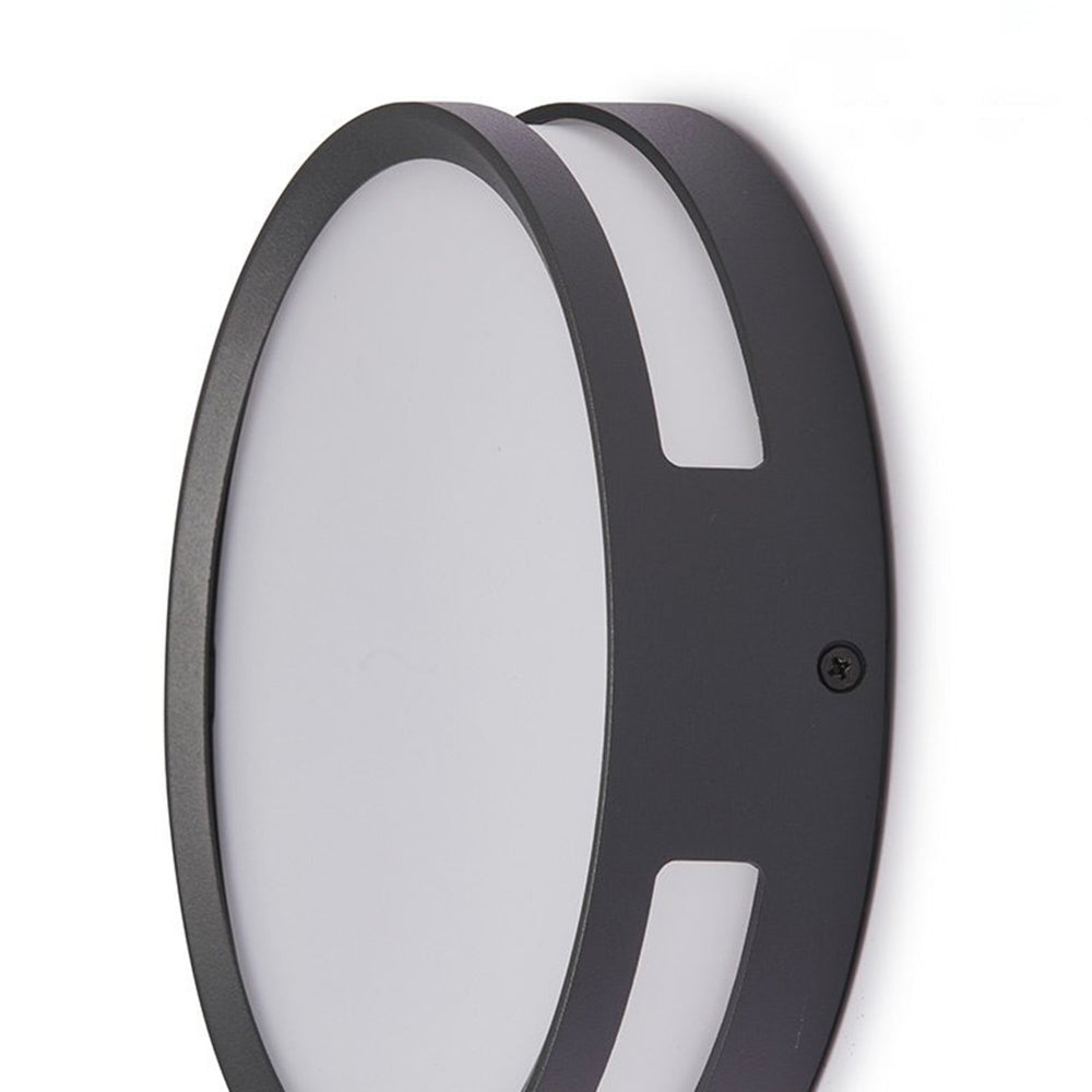 Applique murale extérieure ronde Ray – LED étanche en métal noir, blanc chaud 13 W